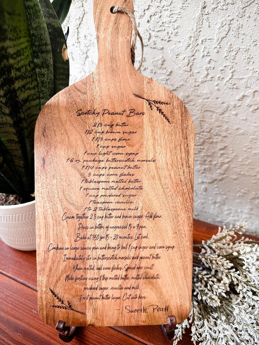 Handwritten Recipe Cutting Board