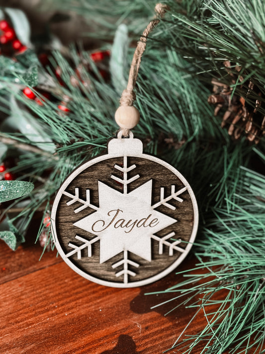 Personalized Snowflake Name Ornament- 2 Layers