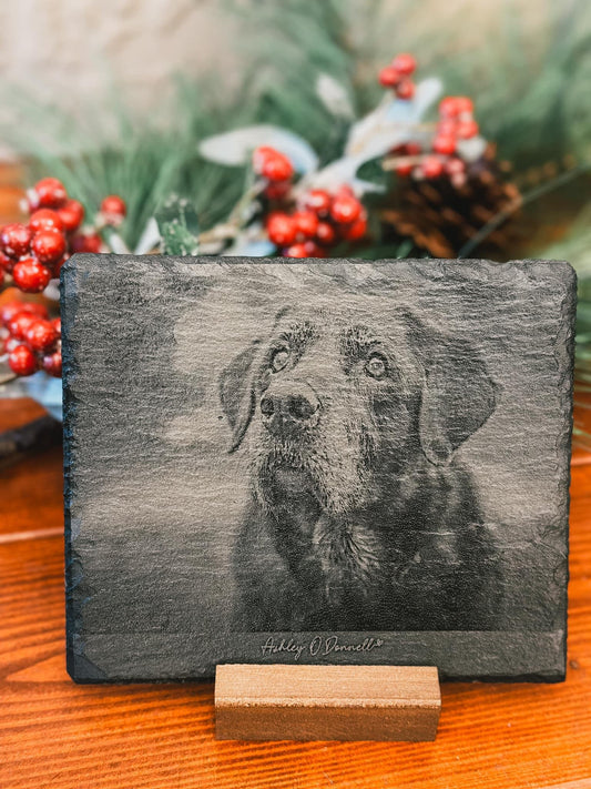 Slate Pet Portrait with Stand